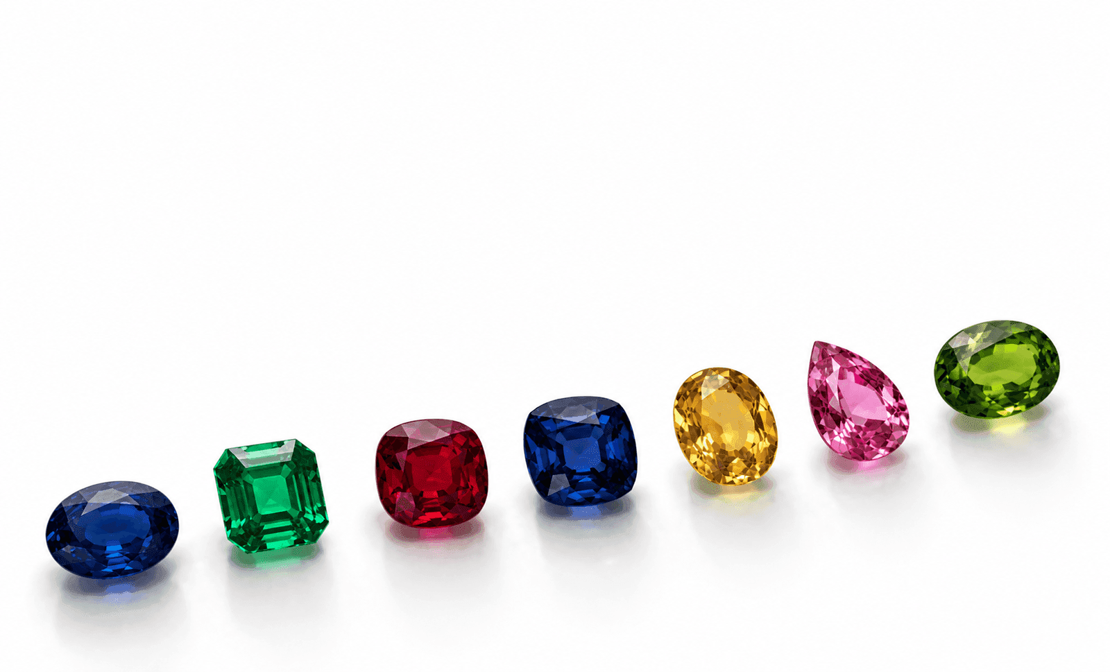 Assorted brilliant gemstones in princess, emerald, cushion and round cuts