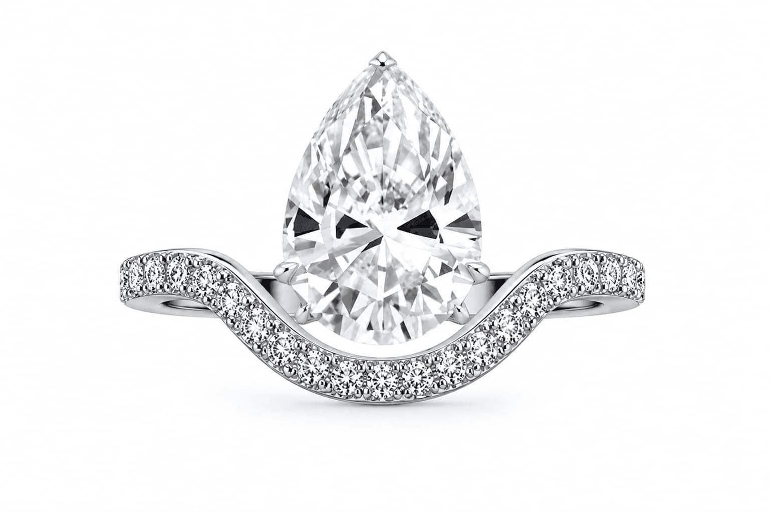Pear-shaped diamond ring on a wishbone band