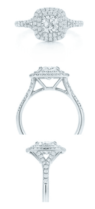 Diamond engagement ring shown from multiple angles