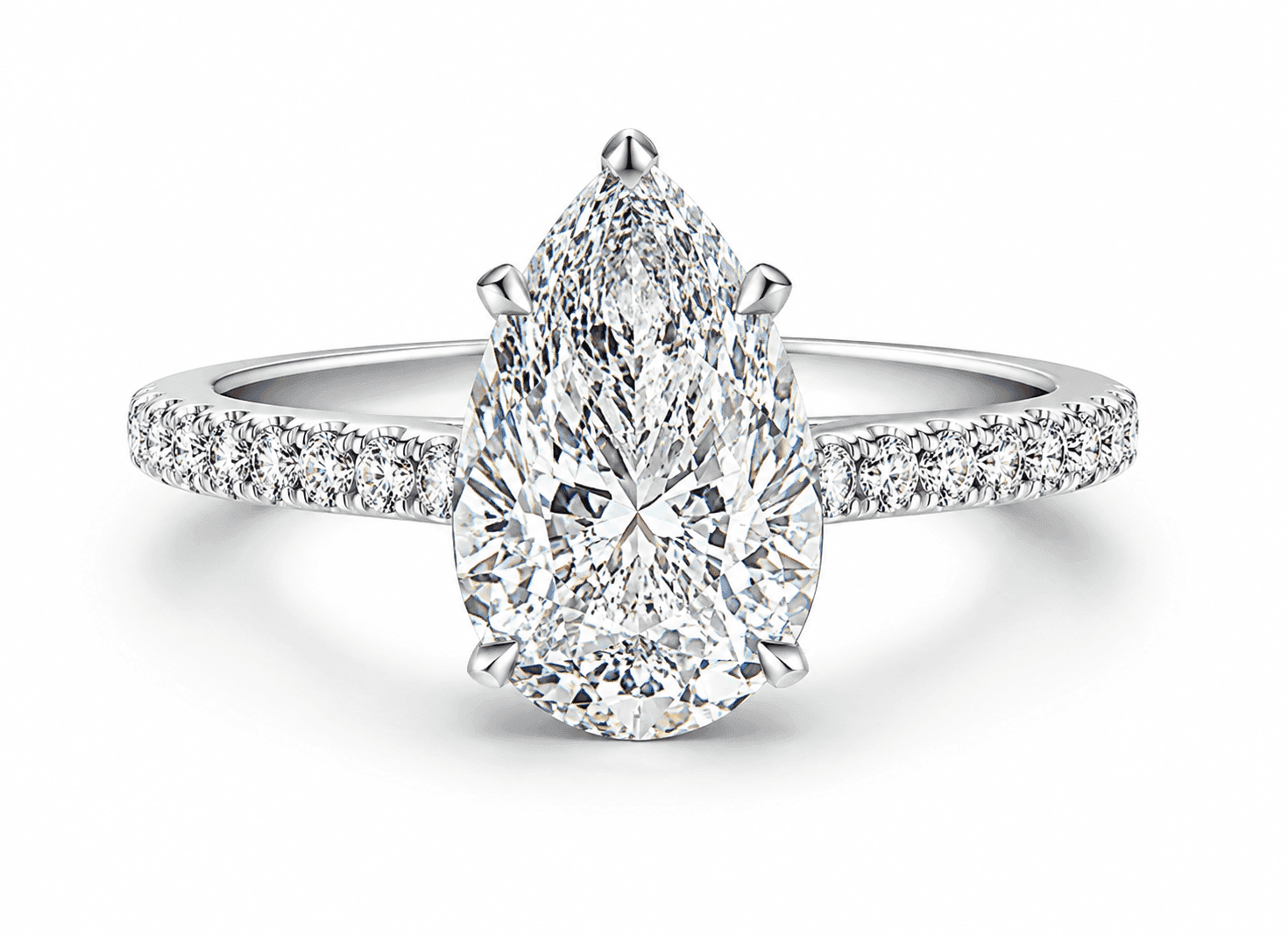 Platinum pear-cut diamond engagement ring