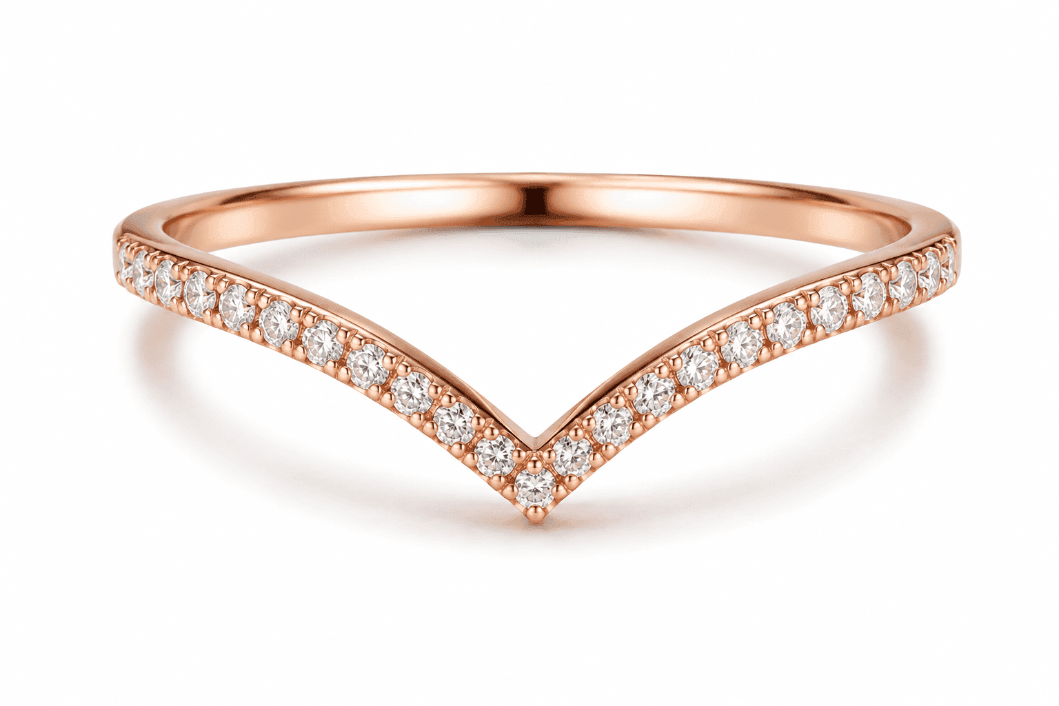 Rose gold chevron diamond band