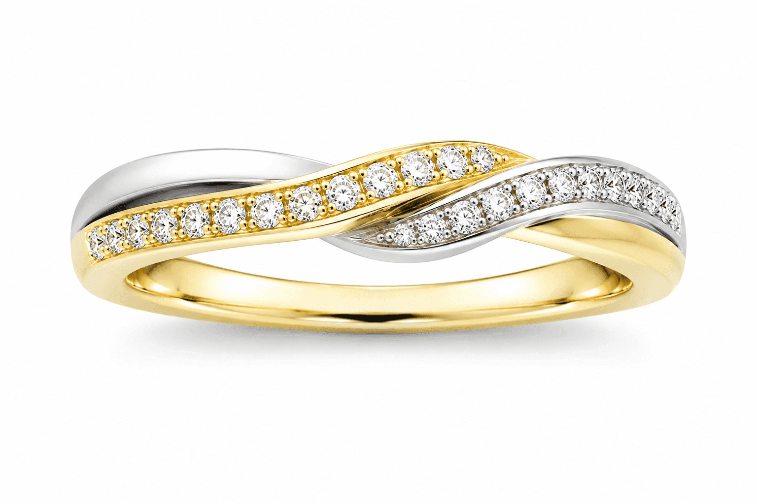 Two-tone yellow and white gold diamond ring