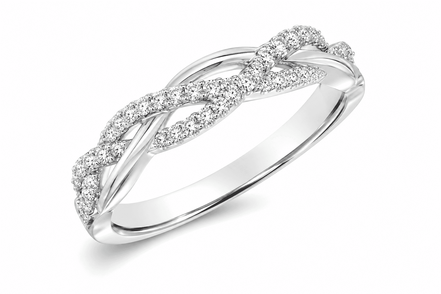 Diamond pavé twisted band ring