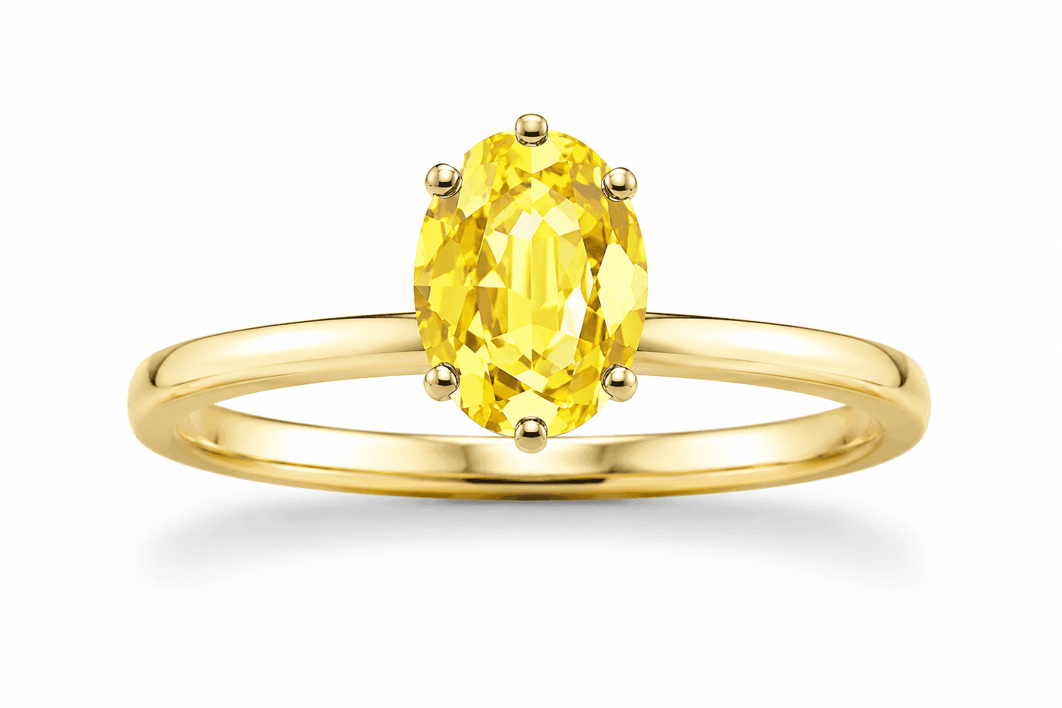 Yellow gold oval gemstone ring